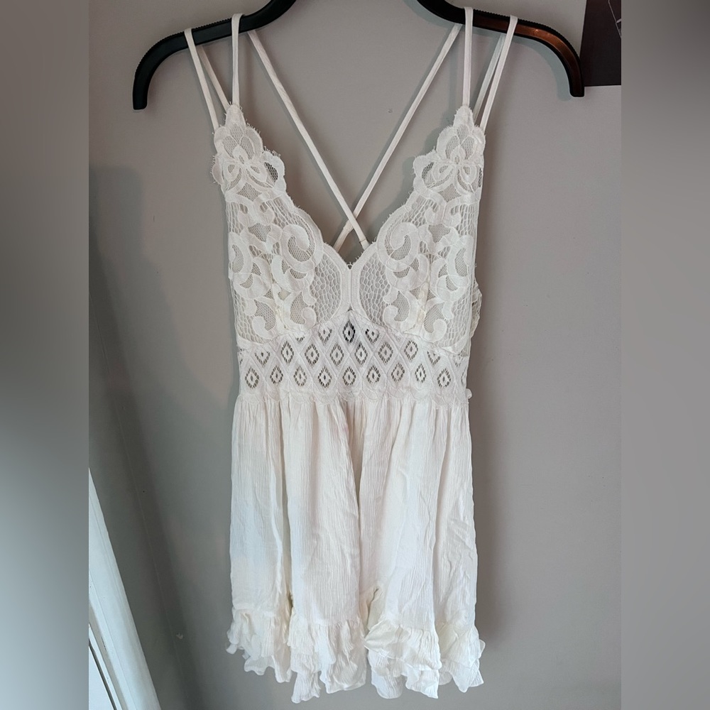 FOREVER 21 cross over straps; white dress